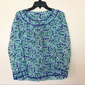 Vineyard Vines Blue Green Cotton Blouse Size XS